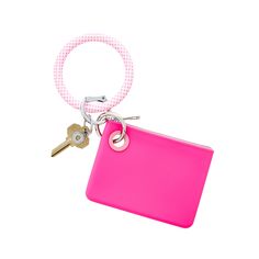 Make a sweet statement for spring with Tickled Pink Gingham! The Original Big O® Key Ring is a one-size-fits-all bracelet key ring that can be worn on your forearm or above your elbow for hands-free simplicity. The patented, signature locking clasp clicks open and closed so you can keep your keys, phone and wallet in one central, secure location. Trendy Pink Keychain For Everyday Use, Pink Keychain With Key Clip For Everyday Use, Trendy Pink Everyday Keychains, Trendy Rectangular Keychain For Everyday Use, Everyday Pink Rectangular Keychains, Big O, Tickled Pink, Pink Gingham, Pink Ring