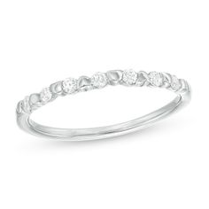 This 1/5 ct. t.w. diamond alternating heart stackable anniversary band is fashioned in 10K white gold. Rings And Bands, Heart Band, Stackable Bands, Gold Polish, Anniversary Bands, Diamond Clarity, White Metal, Diamond Stone, Colored Diamonds