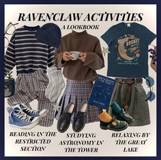 an advertisement for ravenclaw activities featuring clothing, shoes and other items from the book