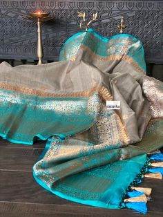 Banarasi – Page 6 – Panache-The Desi Creations Saree Color Combinations, Latest Silk Sarees, Blue Silk Saree, Lehenga Saree Design, Floral Print Sarees, Pattu Saree Blouse Designs, Silk Sarees With Price