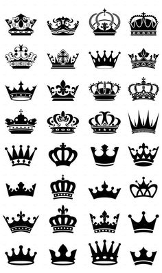 the silhouettes of crowns are shown in black and white