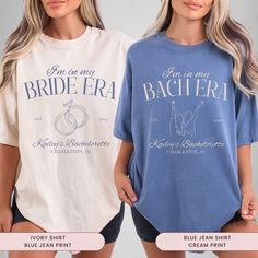 Celebrate love in style with our Bride Era Bachelorette Custom Shirt! Perfect for the bride who's in her lover era, this Comfort Colors tee is a fun and personalized way to mark the bachelorette era. If she's found her lover, this shirt is a must-have for any eras bachelorette party. 💍❤️👰 ITEM DETAILS COMFORT COLORS 1717 SHORT SLEEVE T-SHIRT ✨Unisex, relaxed fit ✨100% ring-spun cotton, pre-shrunk fabric ✨Double needle stitching, no side seams! ✨Garment dyed fabric for a richer color and softer, lived-in feel **NOTE: slight shade variations are natural to the garment dye process ✨Prints are full-color direct-to-garment (DTG)  SIZING ✨Please refer to the size chart found in the photos of this listing CARE INSTRUCTIONS ✨Machine wash cold. Tumble dry low. Iron low heat. Do not bleach. Do not In My Bride Era Shirt, In My Bride Era Bachelorette, In My Bride Era, Eras Bachelorette, Found Her Lover Bachelorette, She Found Her Lover Bachelorette, She Found Her Lover, Bride Era, Blue Shirt With Jeans