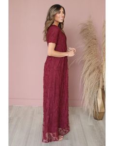 Kinsley Merlot Lace Modest Maxi Dress Modest Lace Dress, Women Party Dresses, Modest Maxi Dress, Lace Dress Casual, Modest Maxi, Gorgeous Maxi Dresses, Stunning Bridesmaid Dresses, Formal Dresses With Sleeves, Perfect Bridesmaid Dress