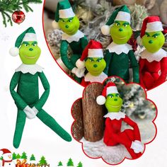 the grinch family is posed in their christmas outfits for an advertise or brochure