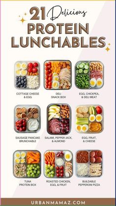 21 delicious and nutritious protein-packed lunch ideas. It showcases a variety of options, including savory snacks, hearty brunches, and balanced meals, all designed to keep you fueled and satisfied throughout the day#food #healthyfood #healthylifestyle #foodie #nutrition #diet #wellness High Protein Snack Boxes, Protein Box Ideas, Protein Snack Boxes, Protein Lunchables, Easy Protein Lunches, Healthy Balanced Lunch, Lunches Under 300 Calories, Well Balanced Meals, Lunchable Ideas