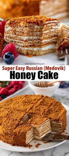 this super easy russian medovik is made with honey cake