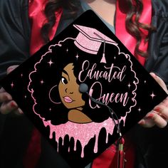 Megan Thee Stallion Graduation Cap, Locs And Graduation Caps, Queen Graduation Cap, Graduation Cap Designs Black Women, Crown Graduation Cap, Black Excellence Graduation Cap, Customizable Black Graduation Cap Topper For School, Cap Inspiration