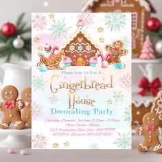 there is a gingerbread house party on the table