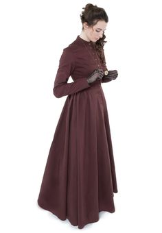 70654 Victorian Style Cotton Dress | Etsy Fall Dresses With Historical Design, Fitted Victorian Historical Dress, Classic Fitted Victorian Dress With Buttons, Fitted Victorian Cotton Prairie Dress, Historical Design Fitted Cotton Dress, Victorian Dress With Buttons For Costume, Historical Victorian Dress With Buttons, Cotton Victorian Dress For Dressmaking, Classic Victorian Dress For Costume With Fitted Bodice