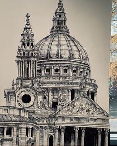 an ink drawing of the dome of st paul's cathedral in london, england