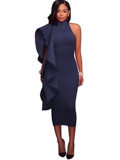 Material:Venetian. 71-80% Polyester & Spandex. Features:No stretchy. sleeveless. mock neck. ruffle. solid color. bodycon midi dress.Style:Party Run Small. Order One Size Up Stretch Midi-length Bodycon Dress With Ruffles, Stretch Midi Dress With Ruffles, Solid Color Ruffle Midi Dress For Party, Solid Color Ruffled Midi Dress For Night Out, Solid Ruffled Midi Dress For Party, Solid Ruffled Midi Dress For Night Out, Solid Bodycon Dress With Ruffles, Solid Bodycon Dress With Ruffles For Party, Solid Midi Dress With Ruffles For Night Out