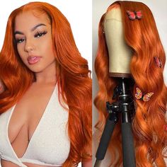 PRICES MAY VARY. 【Ginger Orange Lace Front Wigs Human Hair Material】: Made with 100% Unprocessed Grade 10A Brazilian Virgin Human Hair .Ginger wig human hair are made of human hair from young and healthy girl donors. Ginger frontal wigs human hair dyed with natural plant hair dyes, healthy and natural, voluminous and thick, soft and elastic, odorless, soft and smooth, comfortable for the skin , orange lace front wig durable and reusable. 【Ginger Lace Front Wigs Human Hair Pre Plucked Features】: Wigs Human Hair, Colored Wigs, Body Wave Wig, Colored Highlights, Hair Quality, Straight Human Hair, Brazilian Human Hair, Orange Hair, Indian Hairstyles