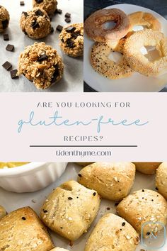 an image of gluten - free cookies and muffins with text overlay