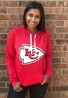 Kansas City Chiefs Womens Red Pre-Game Hooded Sweatshirt - 9431122 Red Team Spirit Hoodie, Red Game Day Fan Apparel Hoodie, Red Fan Apparel Hoodie With Graphic Print, Sporty Red Hoodie For Game Day, Red Graphic Print Fan Apparel Hoodie, Casual Red Hoodie For Sports Events, Red Graphic Print Hoodie Fan Apparel, Red Sporty Sweatshirt With Kangaroo Pocket, Sporty Red Sweatshirt With Kangaroo Pocket