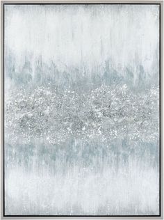 an abstract painting with silver and white colors