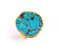 Large Turquoise Ring Round Gold Cocktail Ring Amy Fine by amyfine, Turquoise Accessories, I Love You Ring, Large Turquoise Ring, Grandmother Jewelry, Finger Jewelry, Gold Cocktail Ring, Gold Cocktail, Cat Eyes, Funky Jewelry