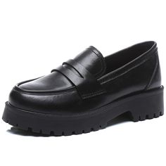 PRICES MAY VARY. 【GOOD QUALITY】Genuine leather upper with simple look make the loafers more qualitative and classic. 【BREATHABLE】Soft and skin-friendly lining ensures the ventilation for the shoes, keeping your feet breathable and anti-sweating. 【CONVENIENT】Slip-on closure design makes it easy to put on and off the shoes, saving your time getting ready to work. 【NON-SLIP】Rubber outsole with special texture has excellent slip resistantance, keeping your every step stable while walking in slippery Classic Slip-on Platform Loafers With Round Toe, Classic Slip-on Platform Loafers For Fall, Round Toe Platform Loafers For Spring Business Wear, Spring Business Platform Loafers With Round Toe, Business Casual Platform Loafers With Rubber Sole, Spring Faux Leather Platform Loafers For Office, Fall Office Platform Loafers In Faux Leather, Fall Slip-on Faux Leather Loafers, Classic Closed Toe Platform Loafers For Fall