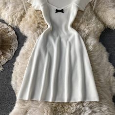 Materials: other Size: one size Color: black, white Square Neck, Knit Dress, Black White, Square, Knitting, Dresses, White, Black, Color