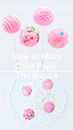 cake pops with sprinkles and donuts on them are shown in three different ways