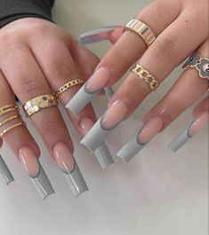 Fake Nails Long, Nagel Tips, Purple Nail, French Tip Acrylic Nails, Long Acrylic Nails Coffin, Long Square Acrylic Nails, Square Acrylic Nails, Fire Nails