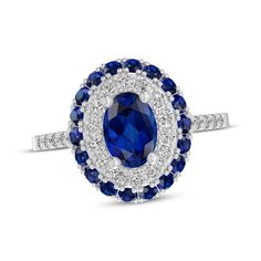 Inspired and delightful, this gorgeous ring gives royal vibes. Sterling silver A bright oval-cut blue lab-created sapphire is the focal point Halos of round-cut white and blue lab-created sapphires frame the center stone More white lab-created sapphires line the slender band Dazzling Sapphire Oval Diamond Ring, Dazzling Oval Sapphire Gemstone Ring, Dazzling Sapphire Diamond Ring, Oval Shape, Oval Blue Cubic Zirconia Sapphire Ring, Oval Ring With Center Stone Of Lab-created Sapphire, Blue Oval Lab-created Sapphire Diamond Ring, Oval Blue Lab-created Sapphire Diamond Ring, Oval Lab-created Sapphire Ring With Center Stone, Blue Oval Halo Ring With Center Stone