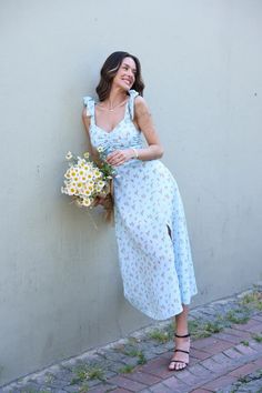 Flower Midi Dress – 9Teen Boutique Elegant Ditsy Floral Maxi Dress For Spring, Feminine Floral Dress With Sweetheart Neckline For Spring, Garden Party Sundress With Sweetheart Neckline And Tie Straps, Elegant Spring Midi Dress With Tie Straps, Fitted Maxi Dress With Tie Straps For Garden Party, Elegant Midi Dress With Tie Straps For Spring, Feminine Ditsy Floral Print Dress With Square Neck, Floral Print Midi Dress With Sweetheart Neckline, Feminine Square Neck Dress With Ditsy Floral Print