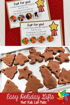 homemade christmas cookies with the words, easy holiday gifts that kids can make on them