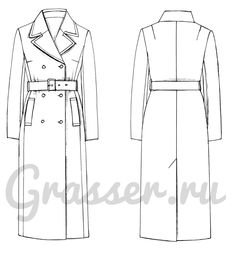 the trench coat is shown in black and white