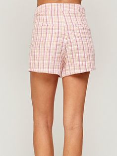 Ashford Pink Tweed Shorts | Sassy Shortcake | sassyshortcake.com Fitted Tweed Casual Bottoms, Short Tweed Bottoms For Work, Tweed Shorts Outfit Summer, Short Tweed Bottoms For Spring, Chic Summer Tweed Bottoms, Spring Tweed Bottoms With Pockets, Casual Tweed Shorts, Short Tweed Bottoms For Summer, Spring Short Tweed Bottoms