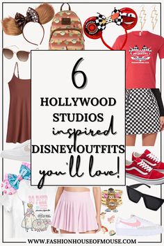 a collage with the words 6 hollywood studios inspired disney outfits you'll love