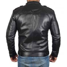 Button Pocket Black Belted Collar Leather Biker Jacket: Want to update your outer look? Then grab this men's black biker Jacket. Made from high-quality real leather, this stylish attire will give you a new fashion approach. The smart look of this black belted leather jacket made it exceptional outerwear for the bikers. Plus it's an ideal outerwear for those fashioners who want to add something unique to their casual look.This mens black slim fit Jacket includes polyester lining stitched inside t Black Biker Jacket With Snap Buttons, Winter Black Biker Jacket With Snap Buttons, Black Biker Style Outerwear With Button Closure, Black Biker Outerwear With Button Closure, Fitted Biker Jacket With Button Closure, Classic Black Biker Jacket With Snap Buttons, Black Biker Jacket With Button Closure For Winter, Black Winter Biker Jacket With Button Closure, Black Leather Biker Jacket With Buttons