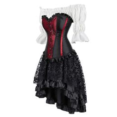 This is one of the hottest new arrive corset outfit in our store. As a Gothic corset outfit for women, corset with a Goth skirt is perfect for Halloween, cosplay parties, fancy dress parties, themed parties, and renaissance faire. You can choose from different skirt to match this Gothic corset which would be a wonderful Gothic outfit! Plus Size Gothic Corset Dress Features: Corset Color: Red corset dress, blue corset top dress, purple corset mini dress, green corset dress suit Corset Dress Style Fitted Gothic Cosplay Costume, Steampunk Cosplay Dress For Halloween, Steampunk Halloween Cosplay Dress, Sleeveless Cosplay Costume, Fitted Gothic Costumes For Fantasy Events, Punk Corset For Cosplay And Halloween, Fitted Punk Corset Dress For Costume Party, Punk Style Overbust Corset Dress For Cosplay, Fitted Sleeveless Costumes For Cosplay Events