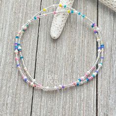 Dainty Colorful Colors Stretchy  Beaded Anklet Bracelet, Minimalist and Dainty Anklet Bracelet, Double Stretchy Anklet Inspired by the Sunny Beaches in Florida and the Caribbean! C A R I B E  - This dainty and double stretchy anklet is made with multi color crystal beads and a strong elastic cord. This dainty anklet looks great by itself or layered with another piece.  The anklet has no clasp, just slips over your fit and comfortably adjust to your ankle. You can choose your size from the dropdo Beaches In Florida, Dainty Anklet, Beaded Stuff, Crystal Bead Jewelry, Beaded Anklet, Bracelet Minimalist, Diy Rings, Beaded Anklets, Anklet Bracelet