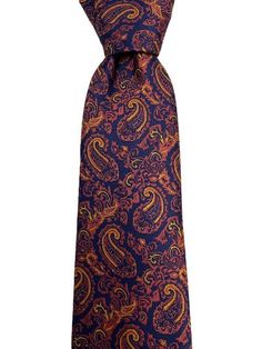 Men's Navy Tie with Burnt Red and Orange Paisley Design – GentlemanJoe Semi-formal Standard Tie With Paisley Print, Semi-formal Paisley Print Standard Tie, Classic Paisley Print Suit And Tie Accessories For Semi-formal, Formal Patterned Ties With Paisley Print, Formal Patterned Paisley Suit And Tie Accessories, Business Suit And Tie Accessories With Paisley Print, Semi-formal Patterned Standard Tie, Classic Paisley Print Patterned Ties, Formal Paisley Print Ties