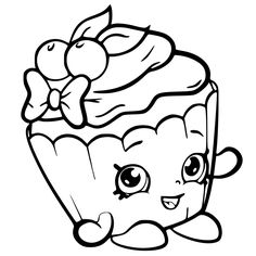 a cupcake with chocolate frosting and a bow on it's head coloring page