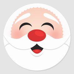 santa claus's face with red nose and white beard sticker on a gray background