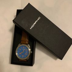 New In Box Morphic Watch. Leather Band. This Is Authentic. My Husband Received As A Gift. He Doesn’t Wear Watches. Casual Leather Strap Watch As Gift, Blue Analog Watch Accessories As Gift, Wear Watch, Leather Band, My Husband, Accessories Watches, Color Blue, Mens Accessories, Man Shop