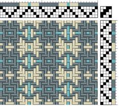 the pattern is made up of two different squares, one with blue and white stripes