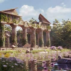 I will make realistic 3d environment with blender Temple Ruins, Greek Temple, Body Sketches, Game Environment, Artist Community, The Duck, Environment Design