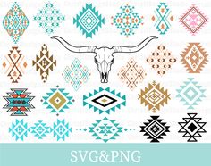 Aztec Pattern Drawing, Aztec Svg, Bull Skull Svg, Cow Skull Svg, Snowflake Clipart, Western Svg, Svg Western, Small Tats, Native American Patterns