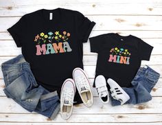 Cute birthday or mother's day matching outfit for Mom and baby. The price shown above is for one shirt. If you need both shirt you have to add them both to the cart PRODUCT DETAILS - UNISEX T-SHIRT > Solid colors are 100% superior Airlume combed and ring-spun cotton > Dark Grey Heather, Heather Kelly, Heather Yellow Gold are 52% combed and ring-spun cotton, 48% polyester > Athletic Heather is 90% combed and ring-spun cotton, 10% polyester > 4.2-ounce and 30 singles > Side seams with a retail fit Playful Name Print T-shirt For Mother's Day, Cute Black T-shirt For Mother's Day, Playful Tops With Name Print For Mother's Day, Playful Name Print Tops For Mother's Day, Spring Family Matching Personalized T-shirt, Black Cotton T-shirt For First Birthday, Matching T-shirt For Birthday And Mother's Day, Family Matching Cotton T-shirt For First Birthday, Matching Mother’s Day Birthday T-shirt