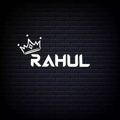 the word rauhl with a crown on it against a dark brick wall background