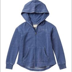 Details S=8, M=10, L=12, Xl=14, Xxl=16 - Attached Hood - Long Sleeves - Front Zip Closure - Washed Knit Construction - Front And Back Print Details - Split Kangaroo Pockets - High/Low Hem - Imported Fiber Content 55% Cotton, 45% Polyester Care Machine Wash Soft-washed Hooded Winter Tops, Blue Soft-washed Hooded Sweatshirt, Soft-washed Blue Hoodie For Fall, Blue Soft-washed Hoodie For Fall, Fall Blue Soft-washed Hoodie, Cozy Fit Blue Hooded Top, Hooded Tops For School In Spring, Spring Hooded Tops For School, Blue Hooded Sweatshirt For School