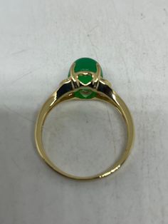 Vintage Lucky Green Nephrite Jade Gold Filled Cocktail Ring Large green nephrite jade gold filled Vintage ring, does not tarnish Size 6, 7, 7.5, 8 All rings are shipped free in the US in a nice gift box. Check out our over a THOUSAND great reviews Engraving is $4 per letter and is not always perfect depending on the piece. It can take a few days if the jeweler is busy. This is payable to Paypal Judithsltd@gmail.com Green Opal Oval Ring In 14k Gold, Gold Formal Emerald Ring With Chrysoprase, Green Emerald Oval Cabochon Ring Stamped 14k, Green 14k Stamped Round Rings, Gold Chrysoprase Rings For Anniversary, Hallmarked Green Opal Ring In Fine Jewelry Style, Formal Gold Emerald Chrysoprase Ring, Green Hallmarked Opal Ring, Oval Jade Rings In Yellow Gold