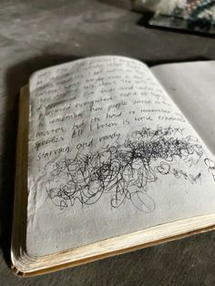 an open book with writing on it