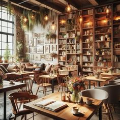 Woodsy Coffee Shop, Cozy Shop Interior, French Inspired Coffee Shop, Whimsical Coffee Shop, Rustic Coffee Shop Interior, Ideas De Cafeterias Vintage, Coffee Lounge Ideas, Rustic Cafe Ideas, Rustic Cafe Design