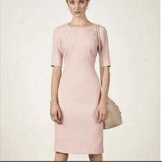 Color: Light Pink Size Women's 12 Round Neck Elbow Sleeves Princess Seams At Bodice Seamed Waist Concealed Back Zip Closure, Back Vent Sheath Silhouette Length: Shoulder To Hem 38 Inches Softened By A Pastel-Pink Hue, This Office-Ready Sheath Dress Takes A Modern Turn With Crisp Lines, Intriguing Seams Through The Bodice And Flattering Elbow-Length Sleeves. In Used Condition No Stains, Tears Or Rips Tags: Jackie Kennedy, Classic, Work, Workwear #Workwear, #Officestyle, #Businessattire, #Professionalwear, #Corporatefashion, #Officefashion, #Businesscasual, #9to5style, #Workchic, #Workoutfits, #Officeoutfits, #Bossbabe, #Workplacefashion, #Desktodinner, #Powerdressing, #Officechic, #Careerwe Reversible Dress Women, Workplace Fashion, Meeting Outfit, Black Velvet Skirt, Eliza Dress, Asymmetrical Midi Dress, Cobalt Blue Dress, Corporate Fashion, Reversible Dress