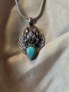 TIBETAN Silver DRAGON TURQUOISE Amulet Tibetan Protection - Etsy Traditional Turquoise Engraved Necklace, Turquoise Dragon, Dragon Amulet, Tibetan Dragon, Tibetan Turquoise, Jewelry Mens, Protection Amulet, Silver Dragon, Lucky Charms