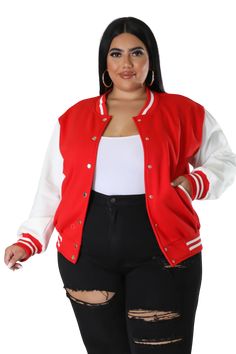 Non-stretch jacket Round neckline Long sleeves Pockets Satin lining Button closure 60% polyester 40% cotton Wash cold Model is wearing a 2X Plain Varsity Jacket, Chic And Curvy, Baby Jacket, Curvy Girl Outfits, Cool Baby Stuff, Round Neckline, Plus Size Fashion, Final Sale, Varsity Jacket