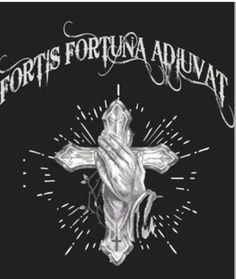 a black and white poster with the words fortis fortuna adjuat on it